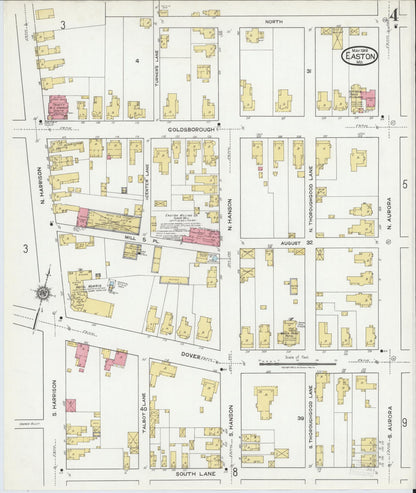 Sanborn Fire Insurance Map from Easton, Talbot County, Maryland (1919), Sheet #0004 - Complete Map Set gallery image, historic Sanborn map, vintage wall art, Maryland Maryland