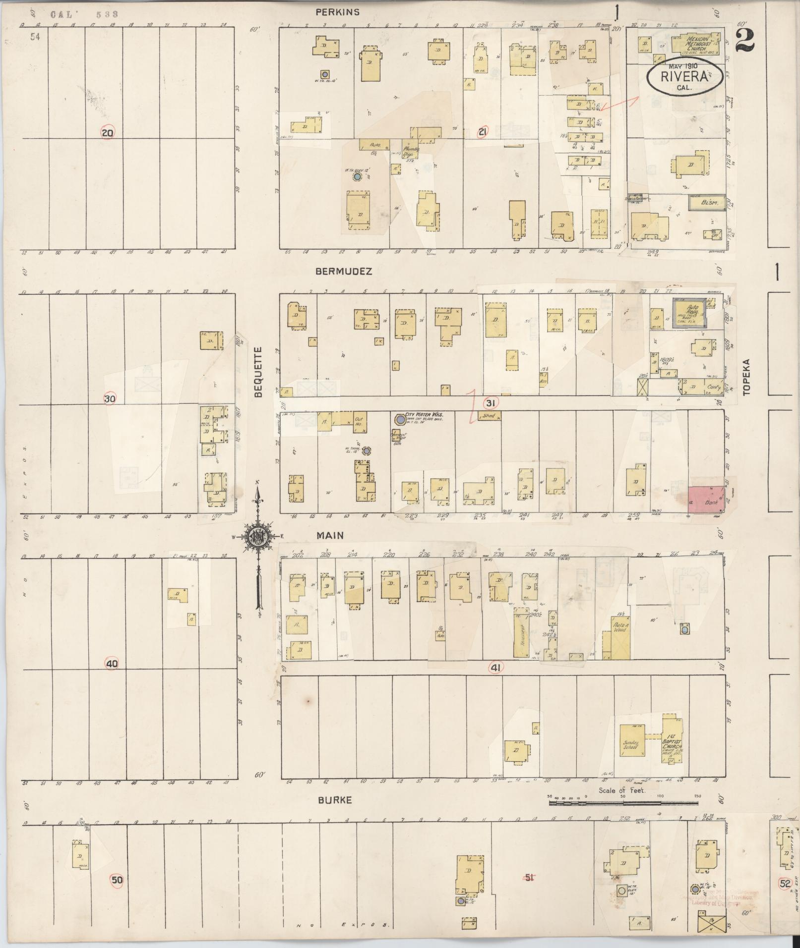 Sanborn Fire Insurance Map from Rivera, Los Angeles County, California (1929), Sheet #0002 - Complete Map Set gallery image, historic Sanborn map, vintage wall art, California California