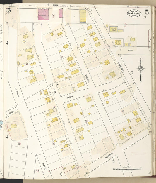 Sanborn Fire Insurance Map from Maricopa, Kern County, California (1942), Sheet #0005 - Historic Sanborn Fire Insurance Map Print, vintage old map wall art, antique decor, genealogy gift, California California map