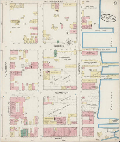 Sanborn Fire Insurance Map from Alexandria, Independent Cities, Virginia (1885), Sheet #0003 - Complete Map Set gallery image, historic Sanborn map, vintage wall art, Virginia Virginia