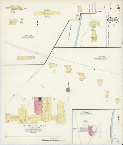 Sanborn Fire Insurance Map from Clearwater, Pinellas County, Florida (1913), Sheet #0005 - Historic Sanborn Fire Insurance Map Print, vintage old map wall art, antique decor, genealogy gift, Florida Florida map