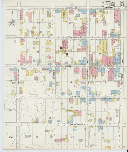 Sanborn Fire Insurance Map from Laredo, Webb County, Texas (1894), Sheet #0005 - Complete Map Set gallery image, historic Sanborn map, vintage wall art, Texas Texas
