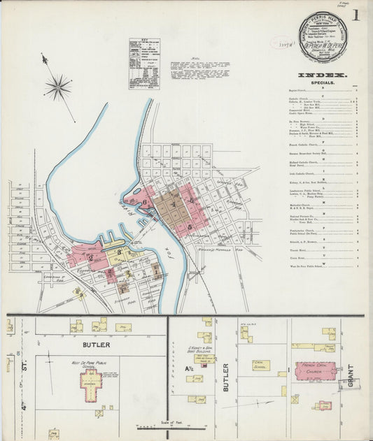 Sanborn Fire Insurance Map from De Pere, Brown County, Wisconsin (1890), Sheet #0001 - Complete Map Set gallery image, historic Sanborn map, vintage wall art, Wisconsin Wisconsin