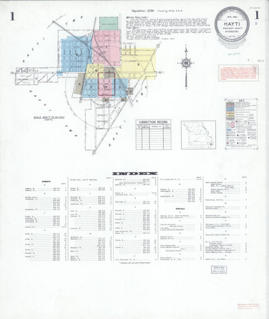 Sanborn Fire Insurance Map from Hayti, Pemiscot County, Missouri (1951), Sheet #0001 - Complete Map Set gallery image, historic Sanborn map, vintage wall art, Missouri Missouri