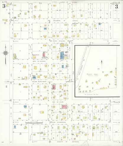 Sanborn Fire Insurance Map from Junction, Kimble County, Texas (1933), Sheet #0003 - Complete Map Set gallery image, historic Sanborn map, vintage wall art, Texas Texas