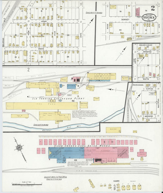 Sanborn Fire Insurance Map from Irvona, Clearfield County, Pennsylvania (1917), Sheet #0002 - Historic Sanborn Fire Insurance Map Print, vintage old map wall art, antique decor, genealogy gift, Pennsylvania Pennsylvania map