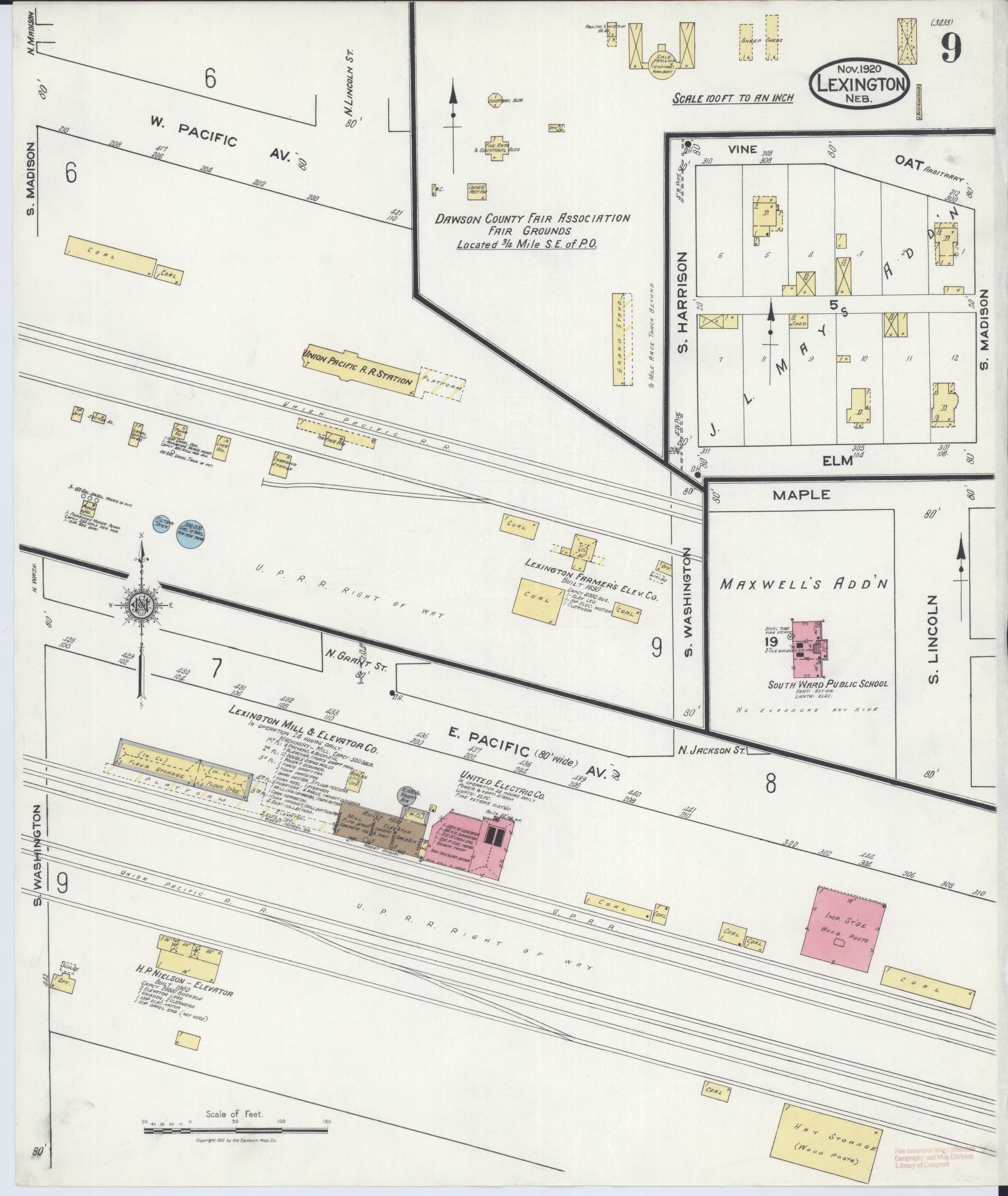 Sanborn Fire Insurance Map from Lexington, Dawson County, Nebraska (1920), Sheet #0009 - Historic Sanborn Fire Insurance Map Print, vintage old map wall art, antique decor, genealogy gift, Nebraska Nebraska map