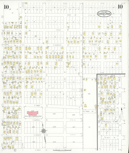 Sanborn Fire Insurance Map from Goose Creek, Harris County, Texas (1931), Sheet #0010 - Historic Sanborn Fire Insurance Map Print, vintage old map wall art, antique decor, genealogy gift, Texas Texas map