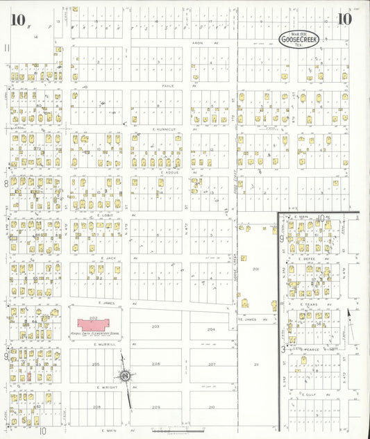 Sanborn Fire Insurance Map from Goose Creek, Harris County, Texas (1931), Sheet #0010 - Historic Sanborn Fire Insurance Map Print, vintage old map wall art, antique decor, genealogy gift, Texas Texas map