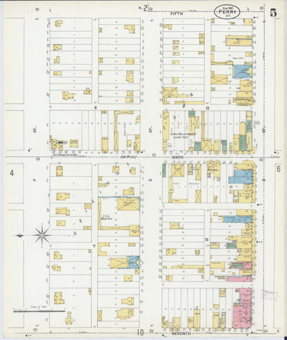 Sanborn Fire Insurance Map from Perry, Noble County, Oklahoma (1901), Sheet #0005 - Complete Map Set gallery image, historic Sanborn map, vintage wall art, Oklahoma Oklahoma