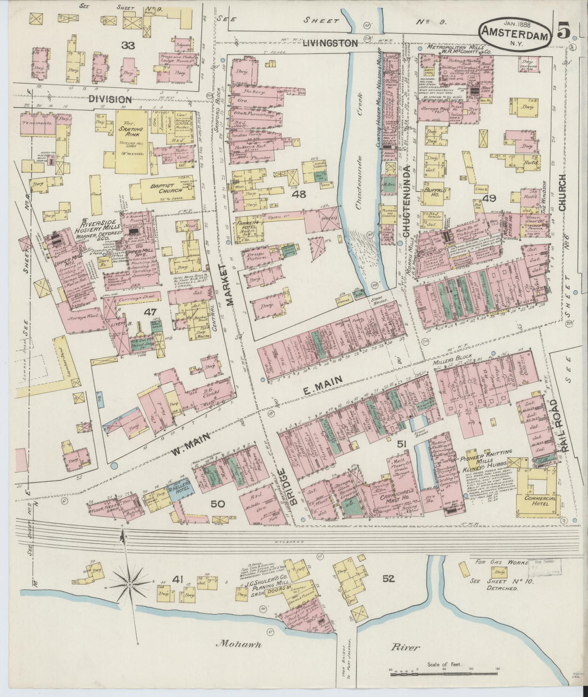 Sanborn Fire Insurance Map from Amsterdam, Montgomery County, New York (1888), Sheet #0005 - Complete Map Set gallery image, historic Sanborn map, vintage wall art, New York New York