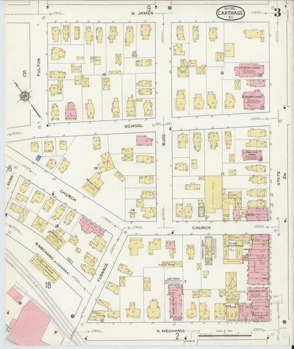 Sanborn Fire Insurance Map from Carthage, Jefferson County, New York (1915), Sheet #0003 - Complete Map Set gallery image, historic Sanborn map, vintage wall art, New York New York