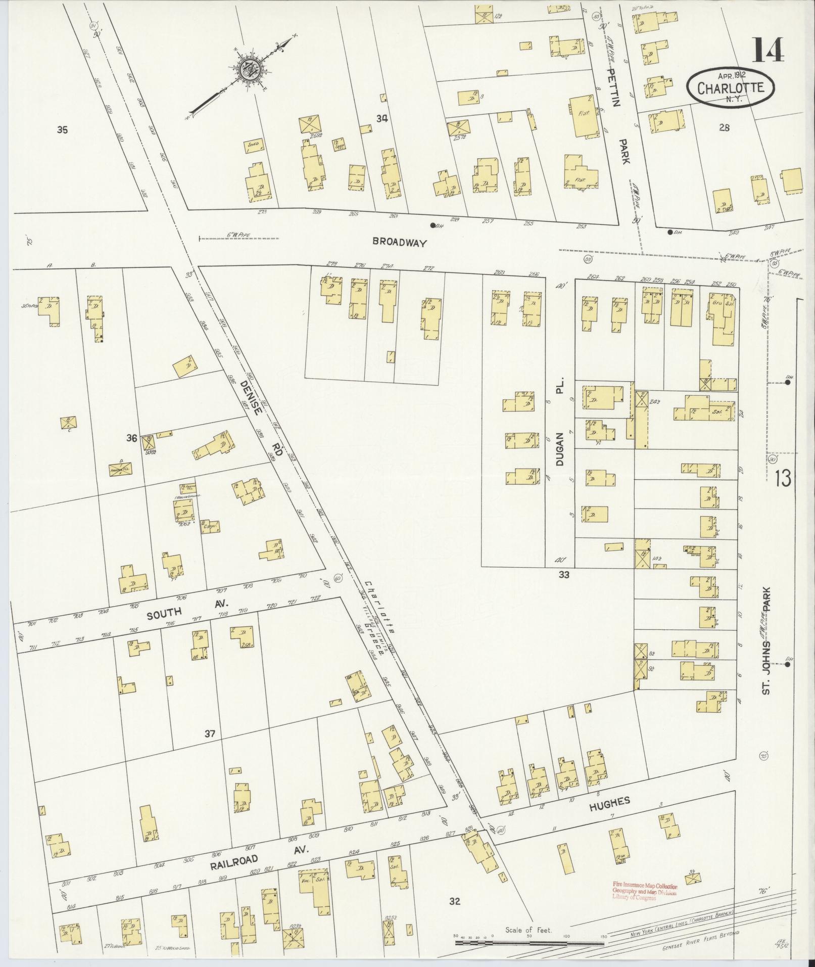 Sanborn Fire Insurance Map from Charlotte, Monroe County, New York (1912), Sheet #0014 - Complete Map Set gallery image, historic Sanborn map, vintage wall art, New York New York