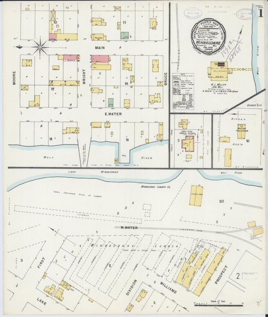 Sanborn Fire Insurance Map from Winneconne, Winnebago County, Wisconsin (1898), Sheet #0001 - Complete Map Set gallery image, historic Sanborn map, vintage wall art, Wisconsin Wisconsin