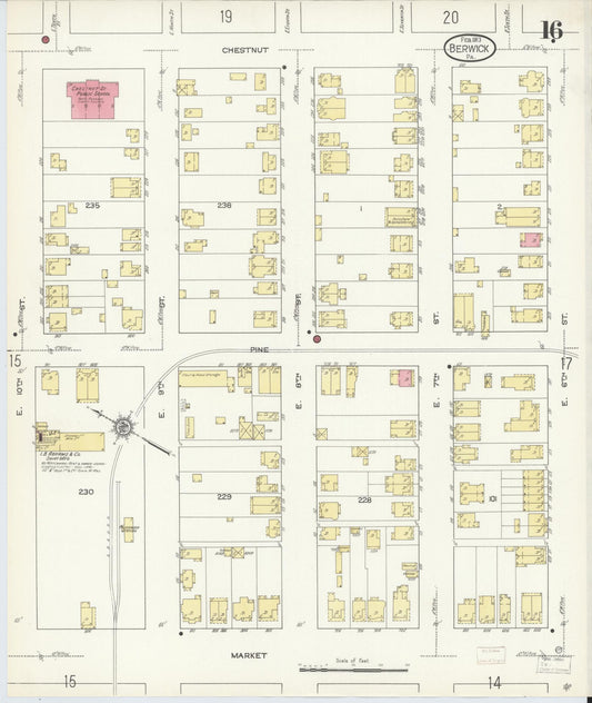Sanborn Fire Insurance Map from Berwick, Columbia County, Pennsylvania (1913), Sheet #0016 - Historic Sanborn Fire Insurance Map Print, vintage old map wall art, antique decor, genealogy gift, Pennsylvania Pennsylvania map