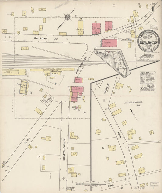 Sanborn Fire Insurance Map from River Junction, Gadsden County, Florida (1922), Sheet #0001 - Complete Map Set gallery image, historic Sanborn map, vintage wall art, Florida Florida