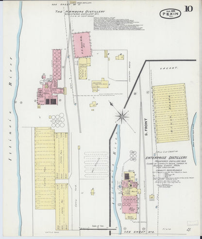 Sanborn Fire Insurance Map from Pekin, Tazewell County, Illinois (1892), Sheet #0010 - Complete Map Set gallery image, historic Sanborn map, vintage wall art, Illinois Illinois