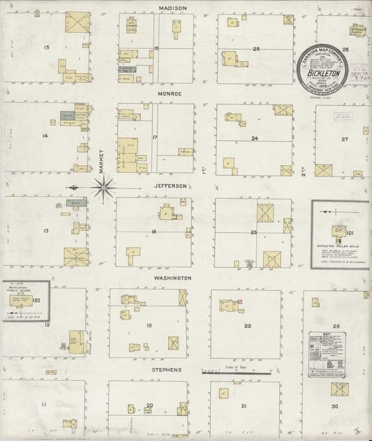 Sanborn Fire Insurance Map from Bickleton, Klickitat County, Washington (1909), Sheet #0001 - Historic Sanborn Fire Insurance Map Print, vintage old map wall art, antique decor, genealogy gift, Washington Washington map