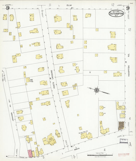 Sanborn Fire Insurance Map from Southampton, Suffolk County, New York (1926), Sheet #0009 - Historic Sanborn Fire Insurance Map Print, vintage old map wall art, antique decor, genealogy gift, New York New York map