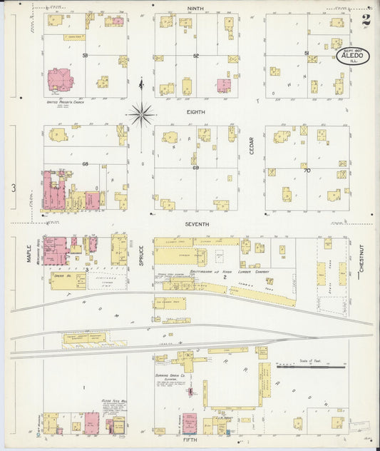 Sanborn Fire Insurance Map from Aledo, Mercer County, Illinois (1907), Sheet #0002 - Historic Sanborn Fire Insurance Map Print, vintage old map wall art, antique decor, genealogy gift, Illinois Illinois map