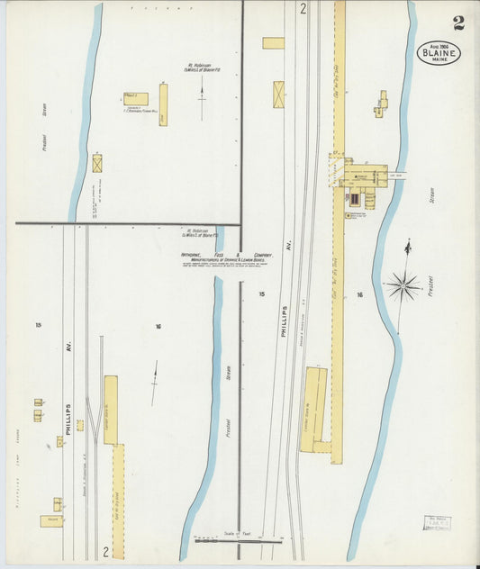Sanborn Fire Insurance Map from Blaine, Aroostook County, Maine (1906), Sheet #0002 - Historic Sanborn Fire Insurance Map Print, vintage old map wall art, antique decor, genealogy gift, Maine Maine map