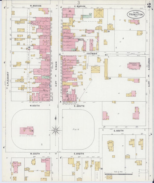 Sanborn Fire Insurance Map from Princeton, Bureau County, Illinois (1897), Sheet #0002 - Historic Sanborn Fire Insurance Map Print, vintage old map wall art, antique decor, genealogy gift, Illinois Illinois map