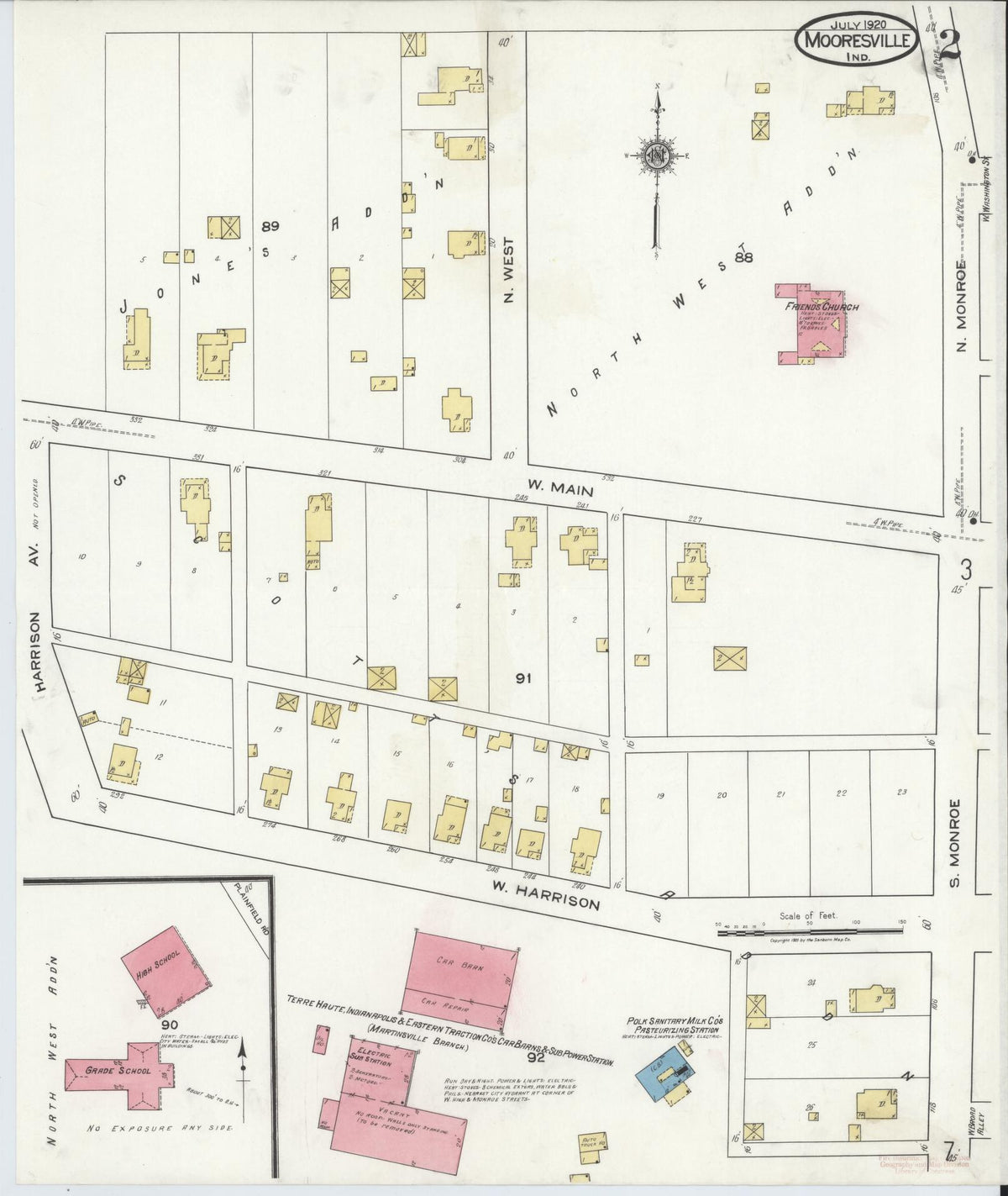 Sanborn Fire Insurance Map from Mooresville, Morgan County, Indiana (1920), Sheet #0002 - Historic Sanborn Fire Insurance Map Print, vintage old map wall art, antique decor, genealogy gift, Indiana Indiana map