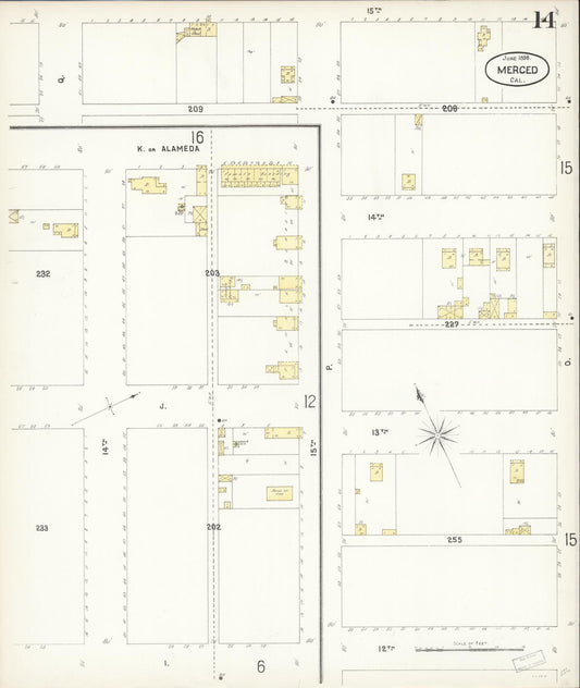 Sanborn Fire Insurance Map from Merced, Merced County, California (1898), Sheet #0014 - Historic Sanborn Fire Insurance Map Print, vintage old map wall art, antique decor, genealogy gift, California California map