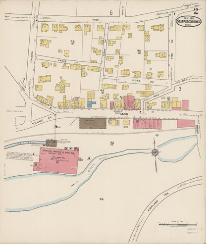 Sanborn Fire Insurance Map from Stafford Springs, Tolland County, Connecticut (1921), Sheet #0002 - Complete Map Set gallery image, historic Sanborn map, vintage wall art, Connecticut Connecticut