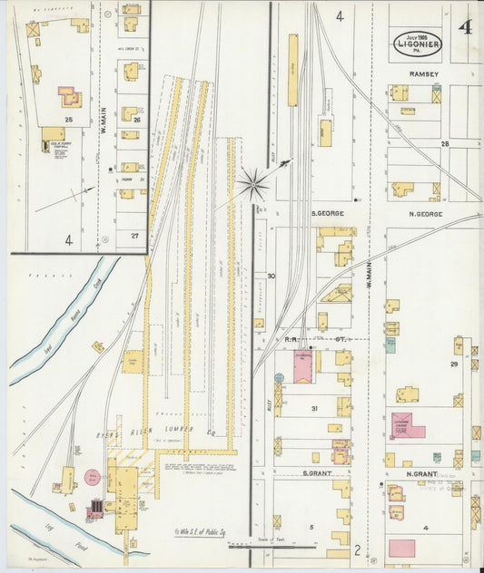 Sanborn Fire Insurance Map from Ligonier, Westmoreland County, Pennsylvania (1905), Sheet #0004 - Historic Sanborn Fire Insurance Map Print, vintage old map wall art, antique decor, genealogy gift, Pennsylvania Pennsylvania map