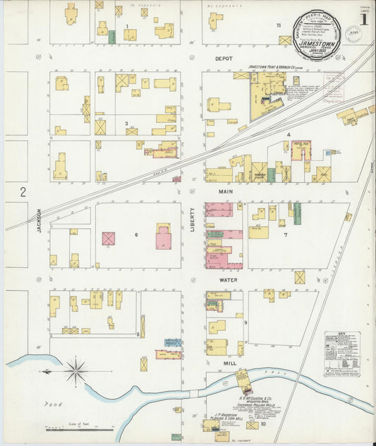 Sanborn Fire Insurance Map from Jamestown, Mercer County, Pennsylvania (1900), Sheet #0001 - Complete Map Set gallery image, historic Sanborn map, vintage wall art, Pennsylvania Pennsylvania