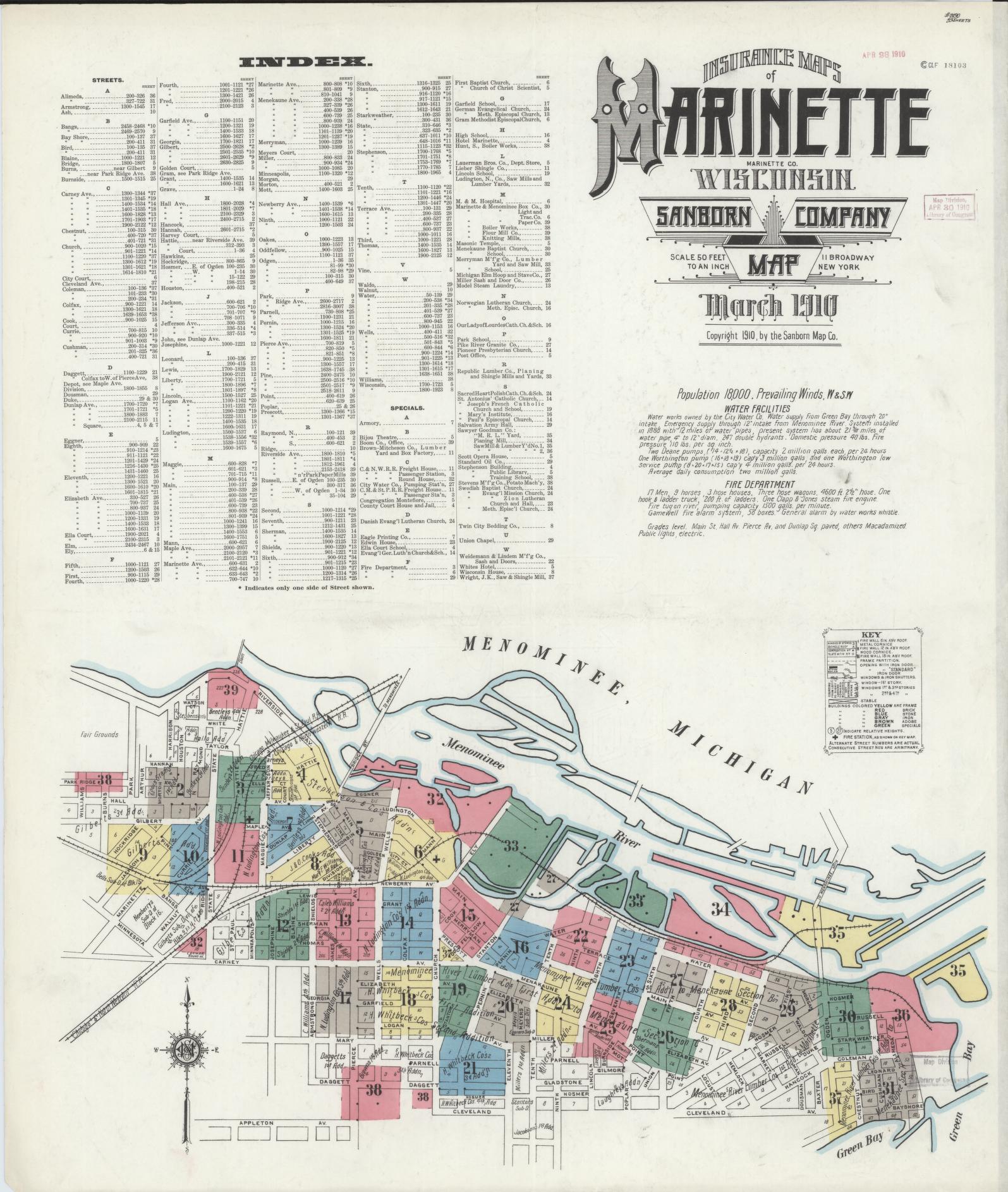 Marinette, Marinette County, Wisconsin (1910) – Sanborn Fire Insurance Map – Map View