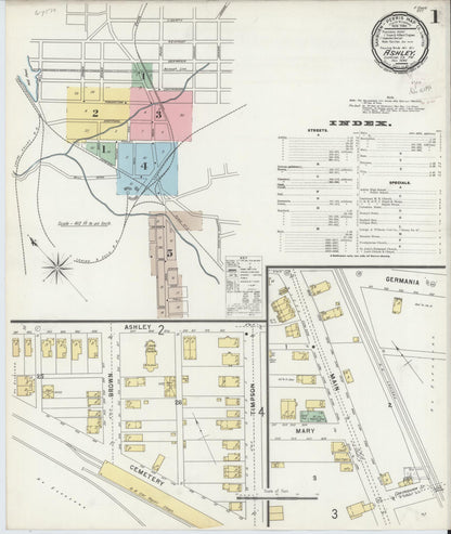 Sanborn Fire Insurance Map from Ashley, Luzerne County, Pennsylvania (1896), Sheet #0001 - Complete Map Set gallery image, historic Sanborn map, vintage wall art, Pennsylvania Pennsylvania