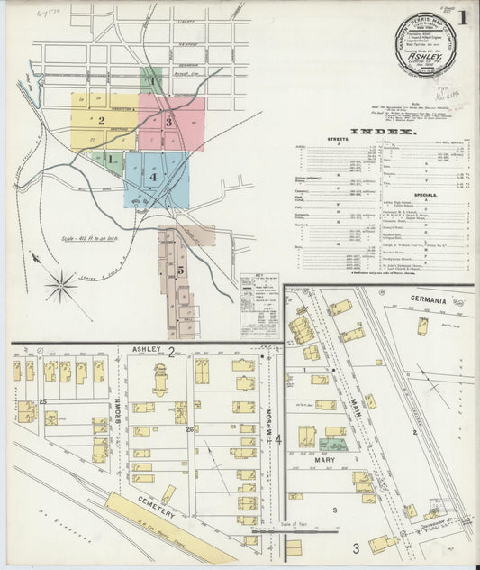 Sanborn Fire Insurance Map from Ashley, Luzerne County, Pennsylvania (1896), Sheet #0001 - Complete Map Set gallery image, historic Sanborn map, vintage wall art, Pennsylvania Pennsylvania