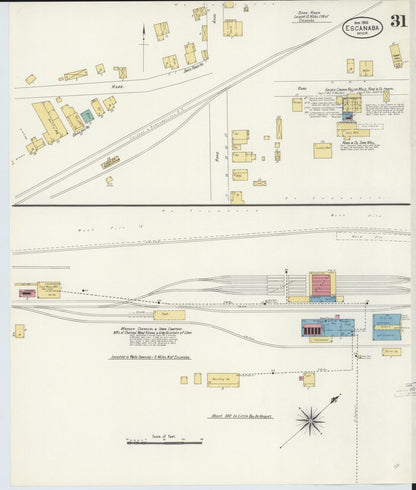 Sanborn Fire Insurance Map from Escanaba, Delta County, Michigan (1906), Sheet #0031 - Historic Sanborn Fire Insurance Map Print, vintage old map wall art, antique decor, genealogy gift, Michigan Michigan map