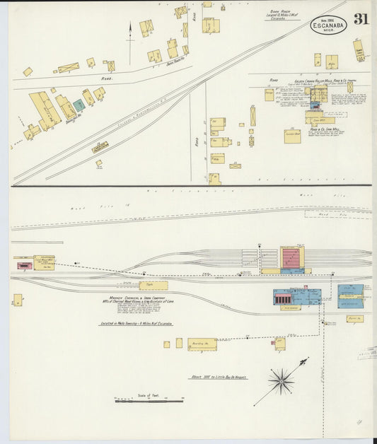 Sanborn Fire Insurance Map from Escanaba, Delta County, Michigan (1906), Sheet #0031 - Historic Sanborn Fire Insurance Map Print, vintage old map wall art, antique decor, genealogy gift, Michigan Michigan map
