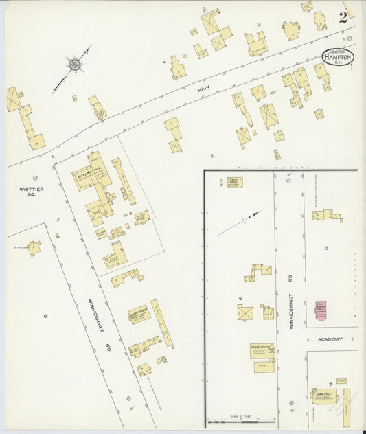 Sanborn Fire Insurance Map from Hampton, Rockingham County, New Hampshire (1912), Sheet #0002 - Historic Sanborn Fire Insurance Map Print, vintage old map wall art, antique decor, genealogy gift, New Hampshire New Hampshire map