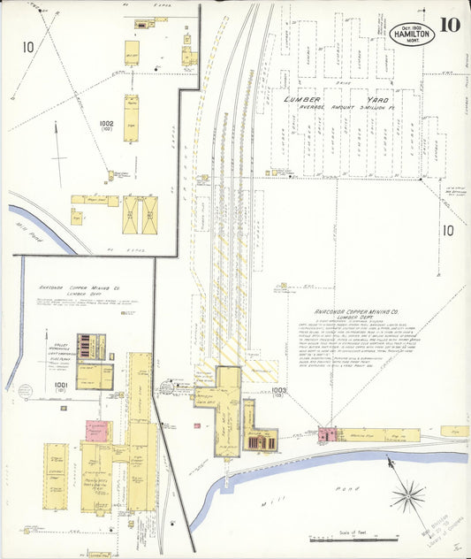 Sanborn Fire Insurance Map from Hamilton, Ravalli County, Montana (1909), Sheet #0010 - Historic Sanborn Fire Insurance Map Print, vintage old map wall art, antique decor, genealogy gift, Montana Montana map