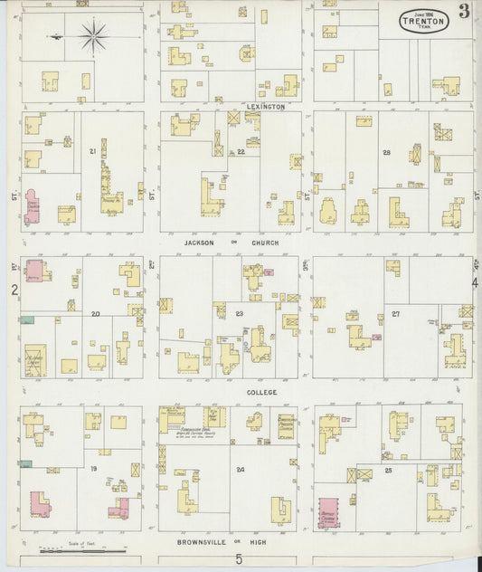 Sanborn Fire Insurance Map from Trenton, Gibson County, Tennessee (1896), Sheet #0003 - Historic Sanborn Fire Insurance Map Print, vintage old map wall art, antique decor, genealogy gift, Tennessee Tennessee map
