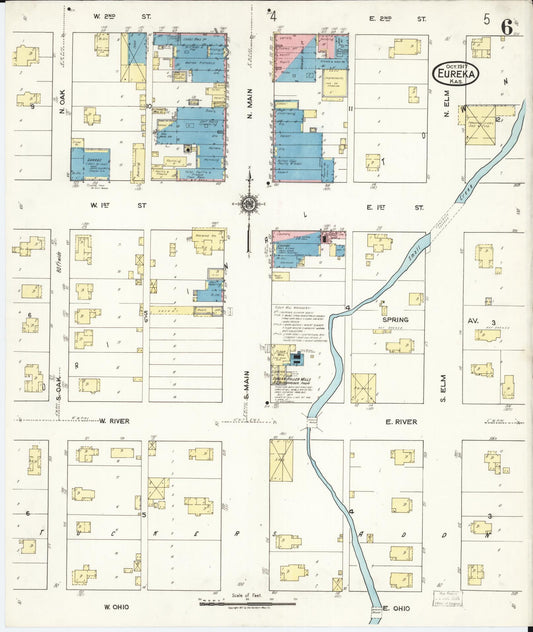 Sanborn Fire Insurance Map from Eureka, Greenwood County, Kansas (1917), Sheet #0006 - Historic Sanborn Fire Insurance Map Print, vintage old map wall art, antique decor, genealogy gift, Kansas Kansas map