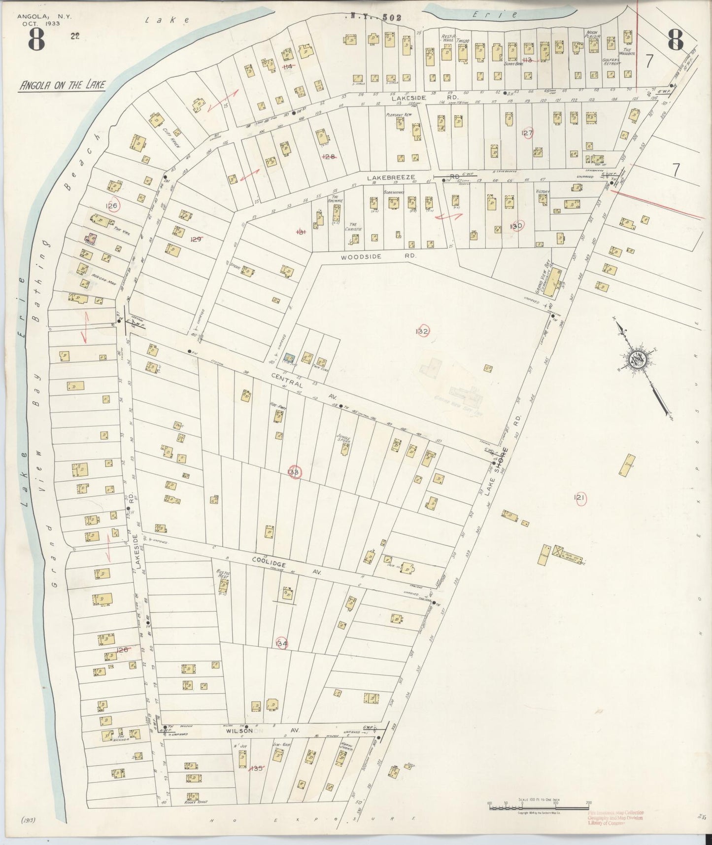 Sanborn Fire Insurance Map from Angola, Erie County, New York (1944), Sheet #0008 - Complete Map Set gallery image, historic Sanborn map, vintage wall art, New York New York