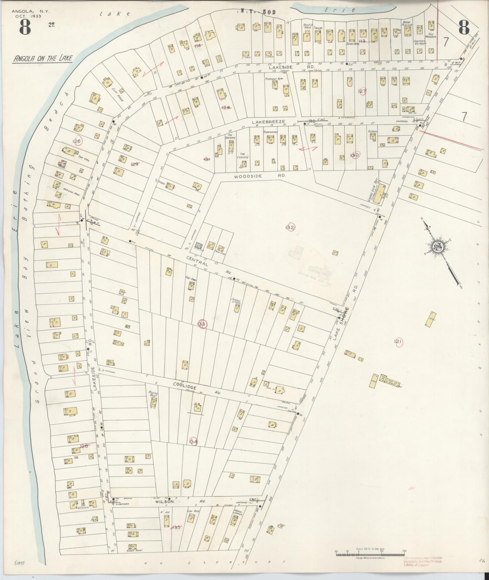 Sanborn Fire Insurance Map from Angola, Erie County, New York (1944), Sheet #0008 - Complete Map Set gallery image, historic Sanborn map, vintage wall art, New York New York