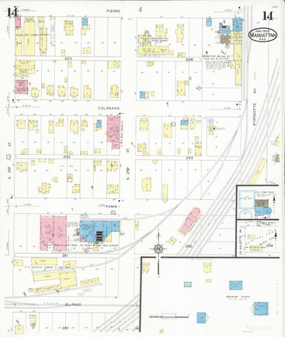 Sanborn Fire Insurance Map from Manhattan, Riley County, Kansas (1930), Sheet #0014 - Complete Map Set gallery image, historic Sanborn map, vintage wall art, Kansas Kansas