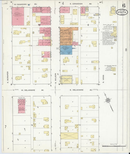 Sanborn Fire Insurance Map from Vinita, Craig County, Oklahoma (1916), Sheet #0006 - Complete Map Set gallery image, historic Sanborn map, vintage wall art, Oklahoma Oklahoma