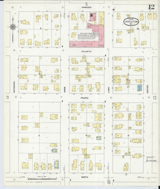 Sanborn Fire Insurance Map from Appleton, Outagamie County, Wisconsin (1911), Sheet #0012 - Historic Sanborn Fire Insurance Map Print, vintage old map wall art, antique decor, genealogy gift, Wisconsin Wisconsin map