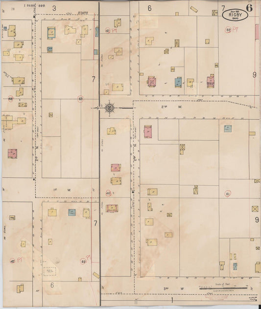 Sanborn Fire Insurance Map from Rigby, Jefferson County, Idaho (1943), Sheet #0006 - Historic Sanborn Fire Insurance Map Print, vintage old map wall art, antique decor, genealogy gift, Idaho Idaho map