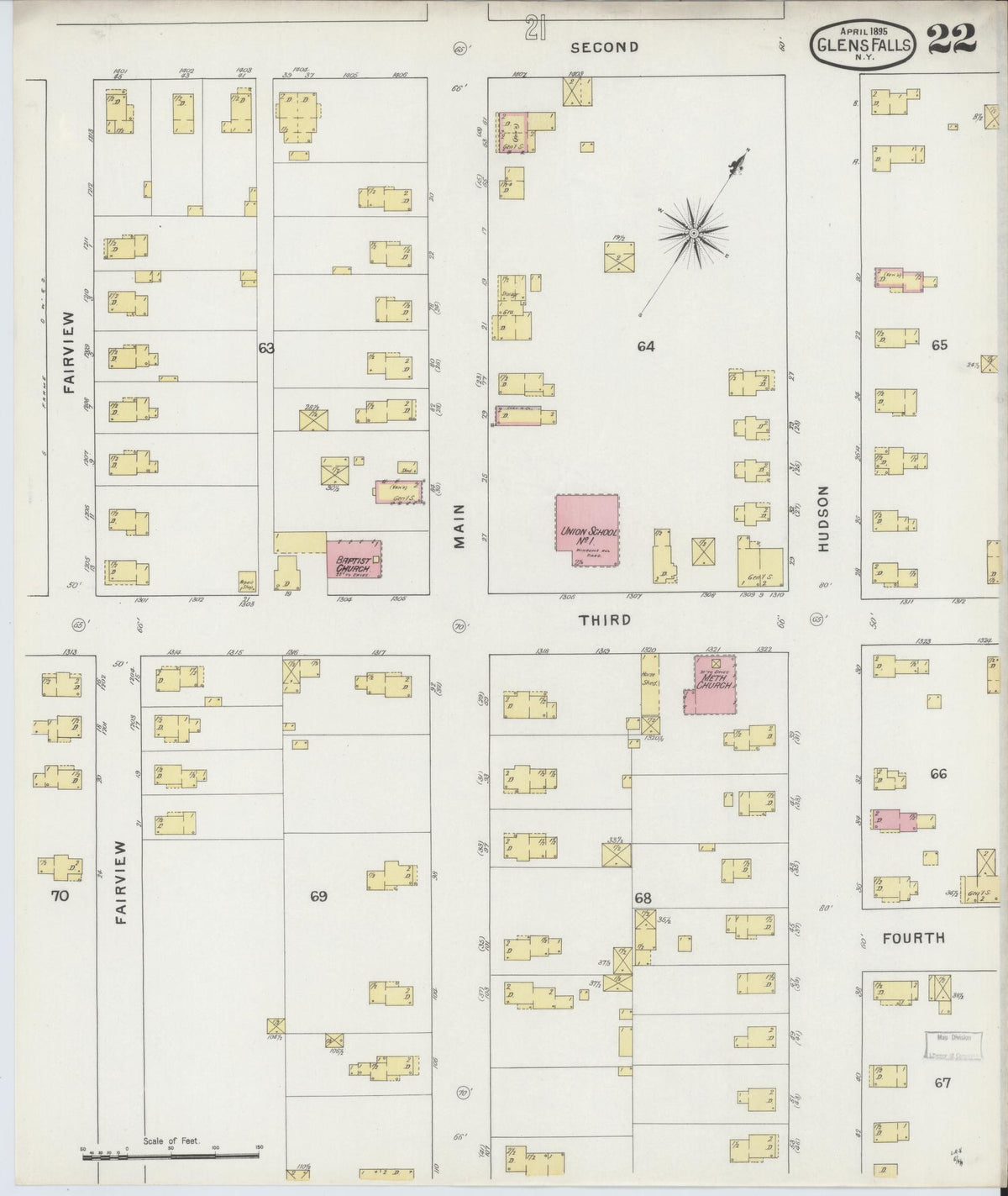 Sanborn Fire Insurance Map from Glens Falls, Warren County, New York (1895), Sheet #0022 - Complete Map Set gallery image, historic Sanborn map, vintage wall art, New York New York