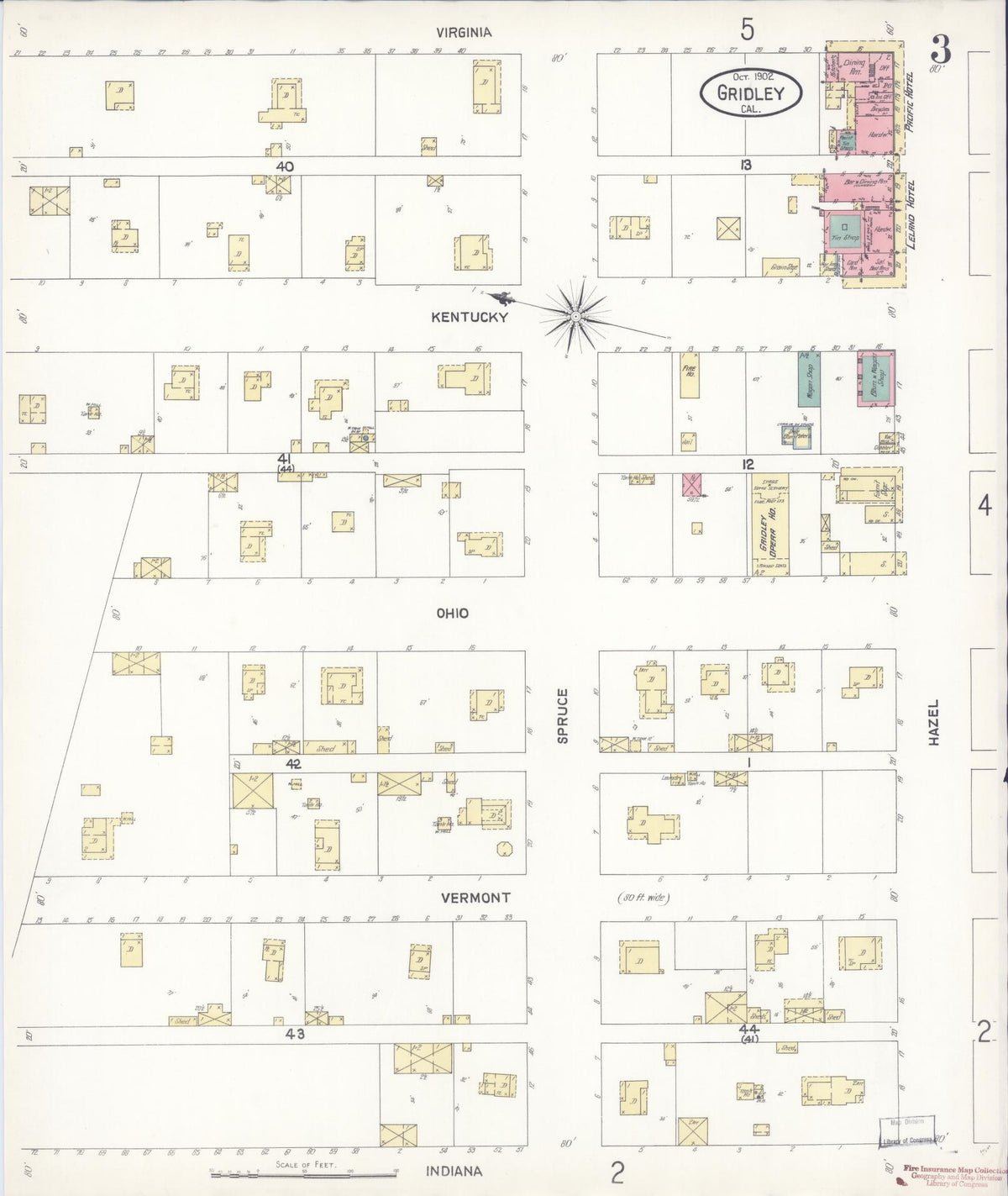 Sanborn Fire Insurance Map from Gridley, Butte County, California (1902), Sheet #0003 - Complete Map Set gallery image, historic Sanborn map, vintage wall art, California California