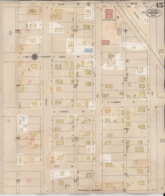 Sanborn Fire Insurance Map from Sandpoint, Bonner County, Idaho (1948), Sheet #0015 - Historic Sanborn Fire Insurance Map Print, vintage old map wall art, antique decor, genealogy gift, Idaho Idaho map