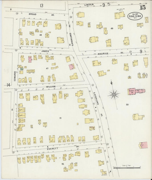 Sanborn Fire Insurance Map from Sing Sing, Westchester County, New York (1897), Sheet #0015 - Historic Sanborn Fire Insurance Map Print, vintage old map wall art, antique decor, genealogy gift, New York New York map